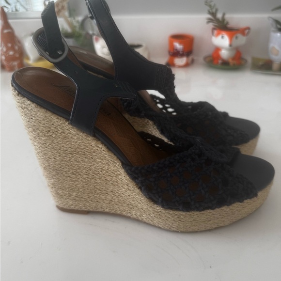 Lucky Brand Navy Crochet Wedge Sandals - Picture 3 of 5
